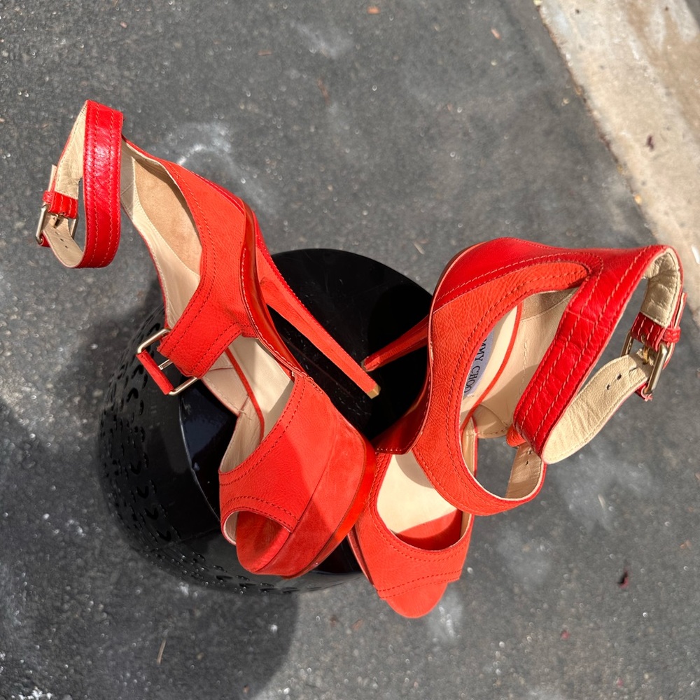 Jimmy Choo size 41 orange high heel Sandals with platform.